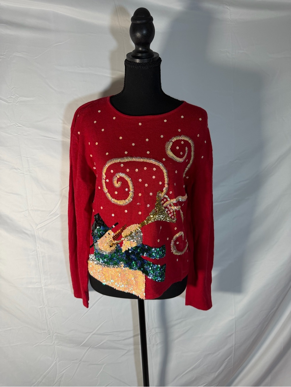 Red Sequin Holiday Crewneck Sweater